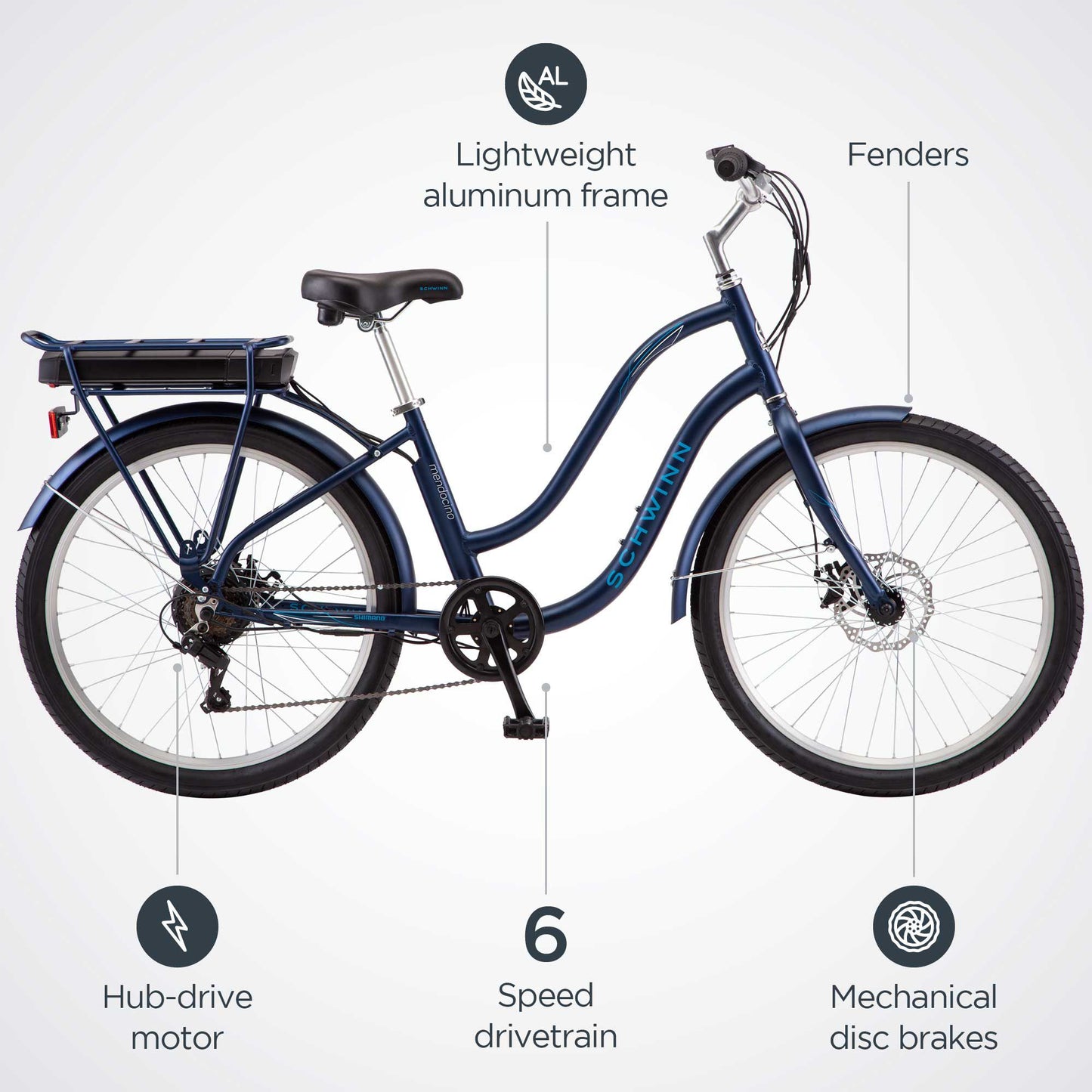 Schwinn Adult 26" Mendocino Electric Cruiser Bike