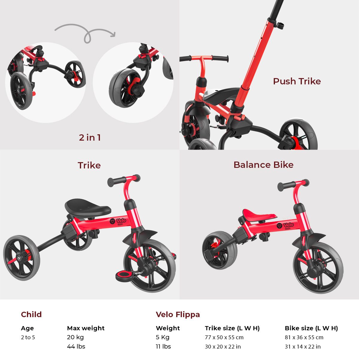 Yvolution Y Velo Flippa Kids' 4-in-1 Trike