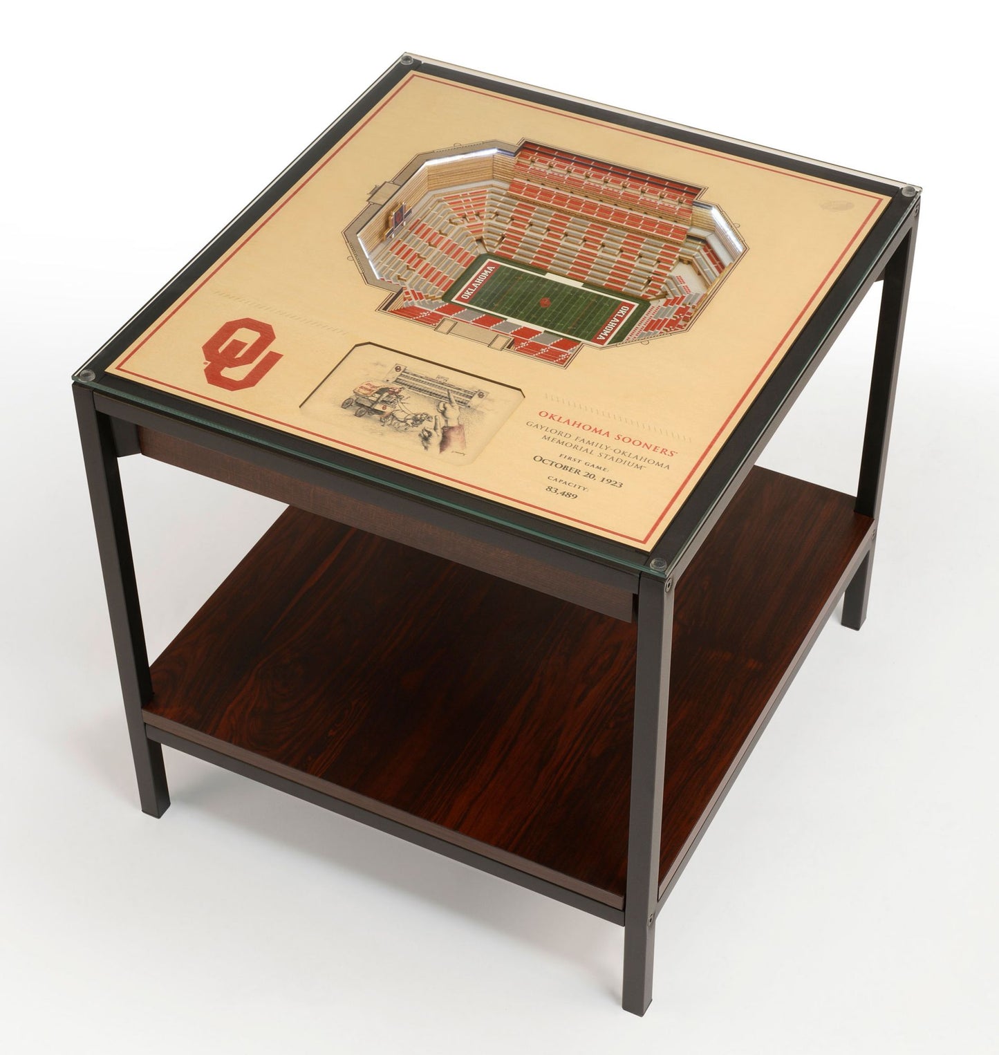 YouTheFan Oklahoma Sooners 25-Layer StadiumViews Lighted End Table