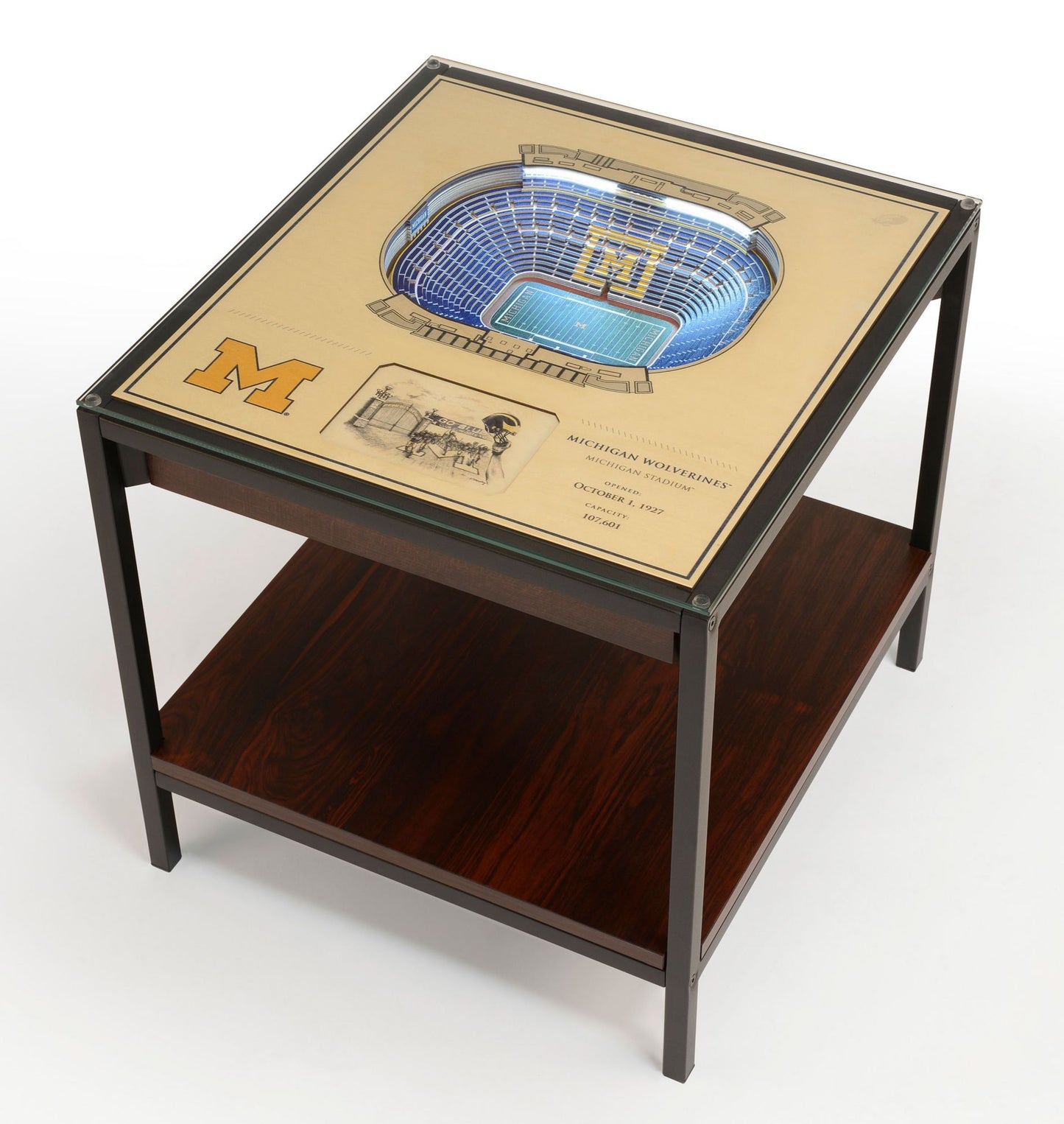 YouTheFan Michigan Wolverines 25-Layer StadiumViews Lighted End Table