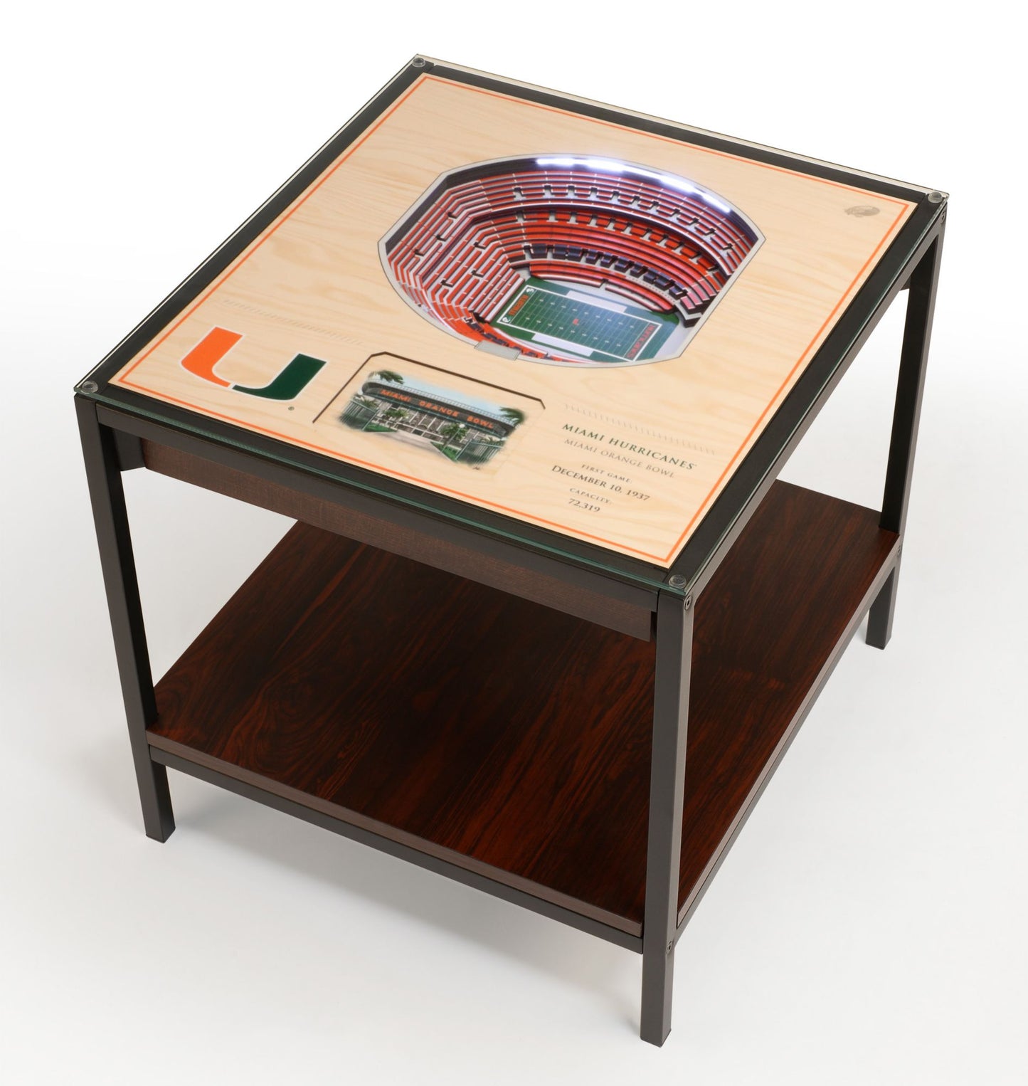 YouTheFan Miami Hurricanes 25-Layer StadiumViews Lighted End Table