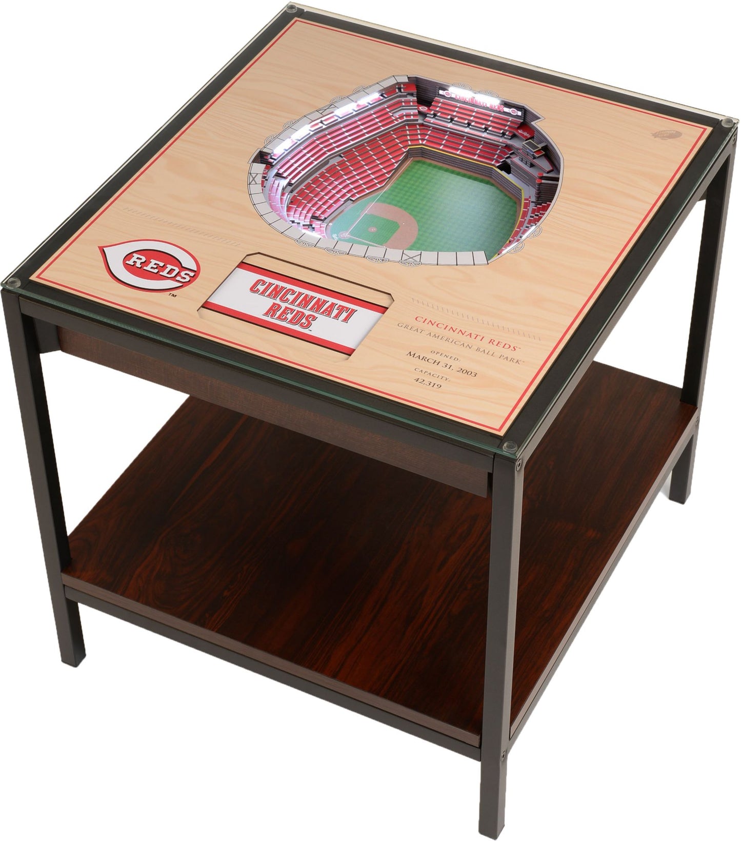 YouTheFan Cincinnati Reds 25-Layer Stadium Views Lighted End Table