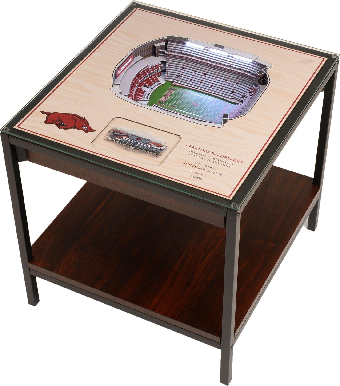 YouTheFan Arkansas Razorbacks 25-Layer Stadium Views Lighted End Table
