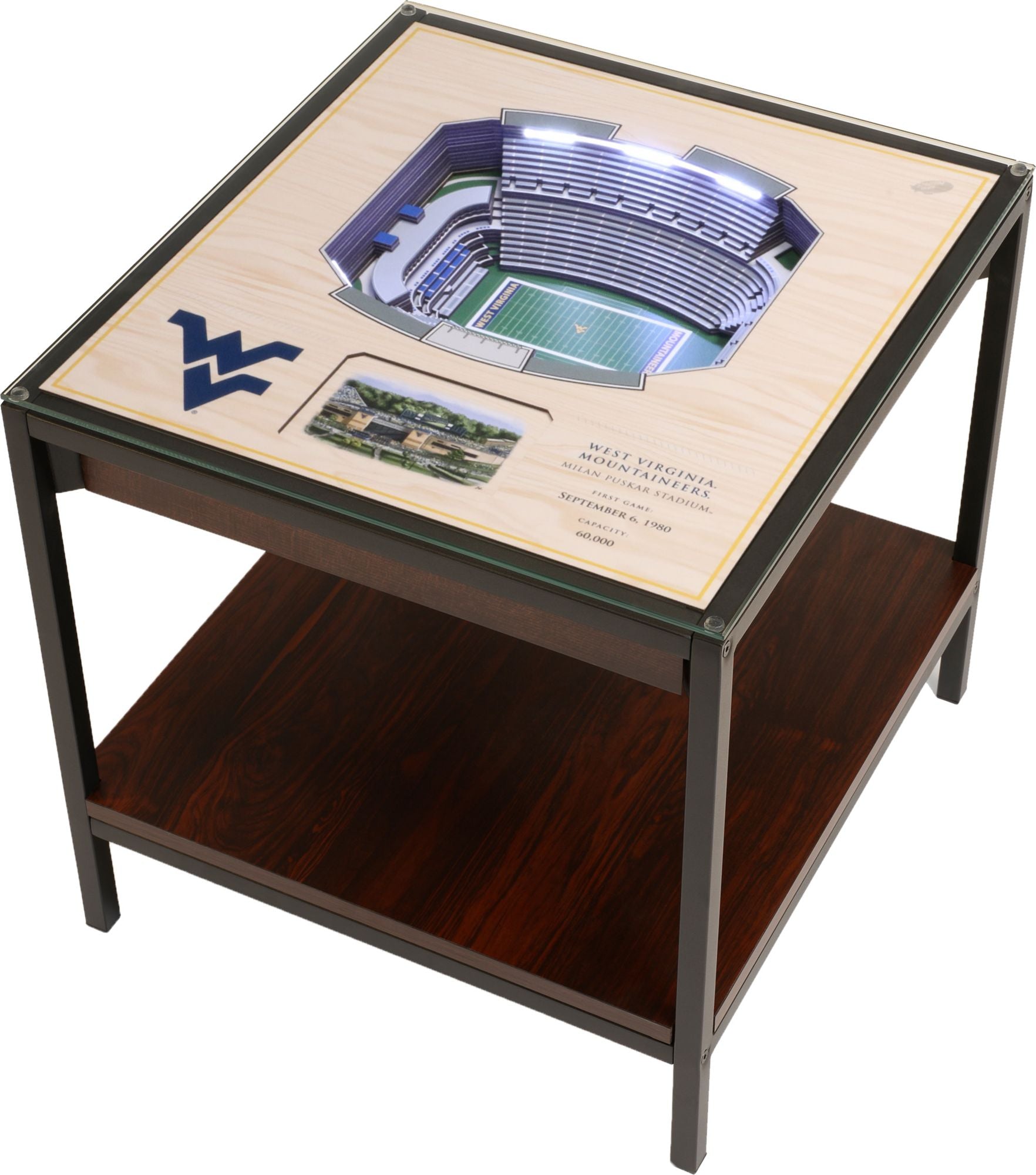 YouTheFan West Virginia Mountaineers 25-Layer Stadium Views Lighted End Table