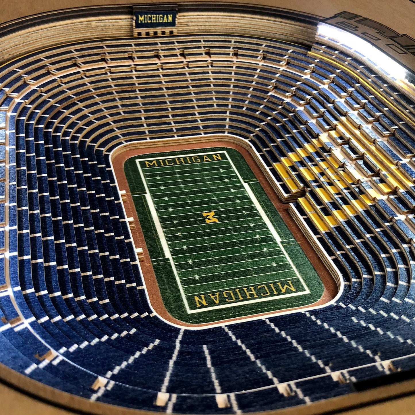 YouTheFan Michigan Wolverines 25-Layer StadiumViews Lighted End Table