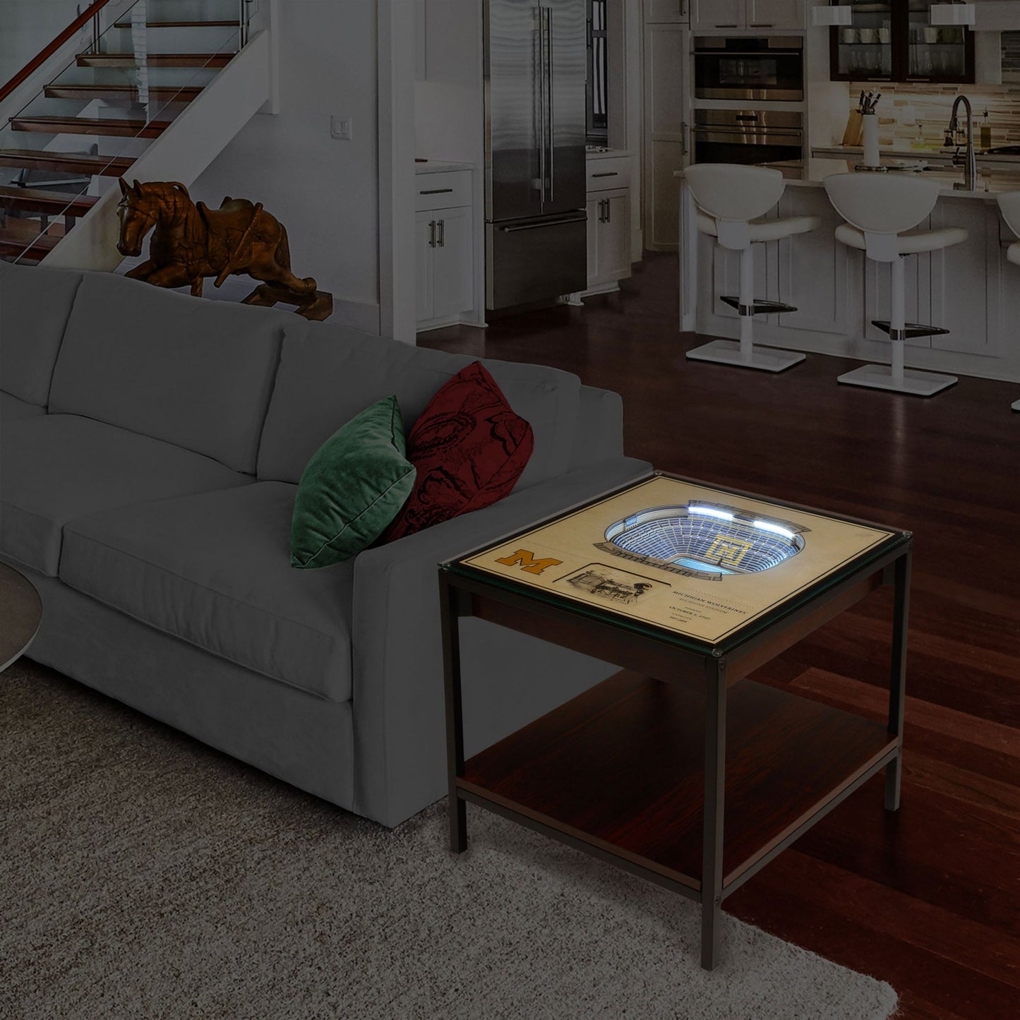 YouTheFan Michigan Wolverines 25-Layer StadiumViews Lighted End Table