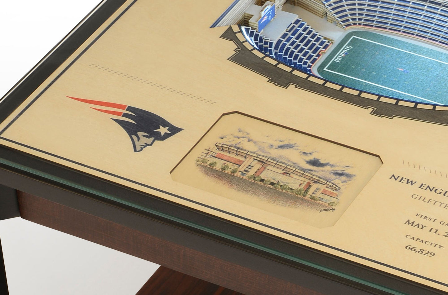 YouTheFan New England Patriots 25-Layer StadiumViews Lighted End Table