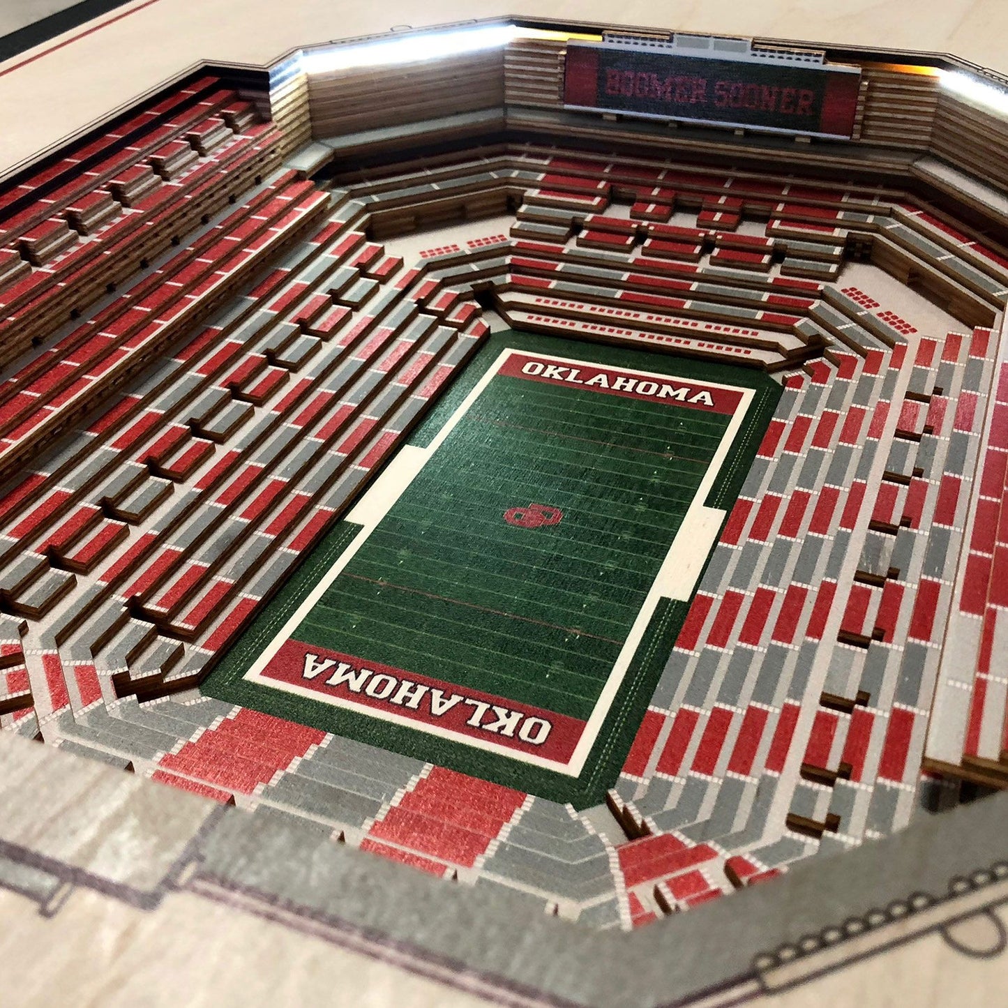 YouTheFan Oklahoma Sooners 25-Layer StadiumViews Lighted End Table