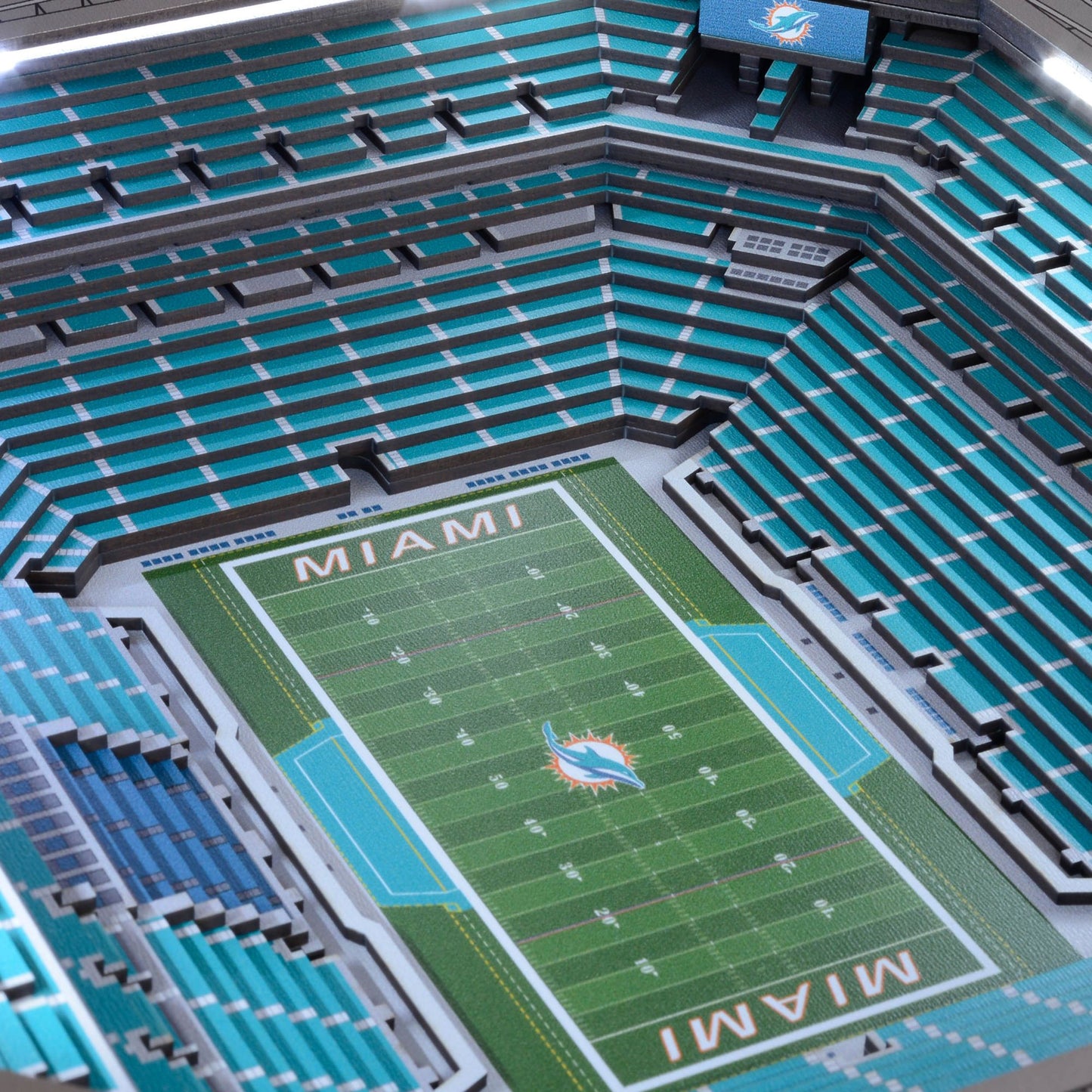 YouTheFan Miami Dolphins 25-Layer StadiumViews Lighted End Table