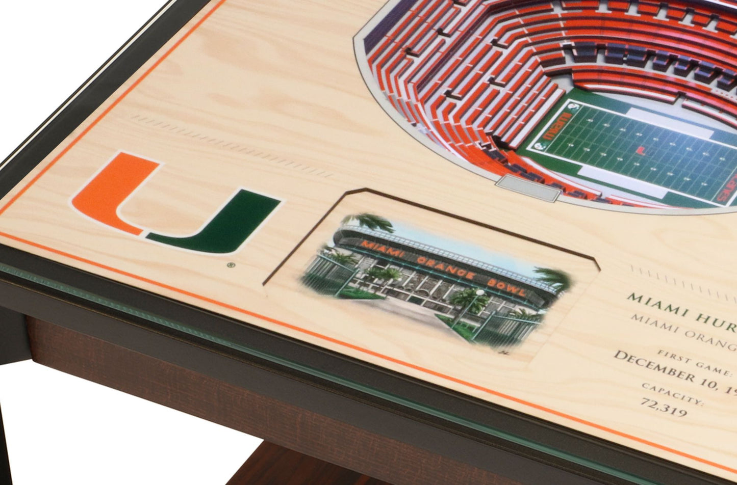 YouTheFan Miami Hurricanes 25-Layer StadiumViews Lighted End Table