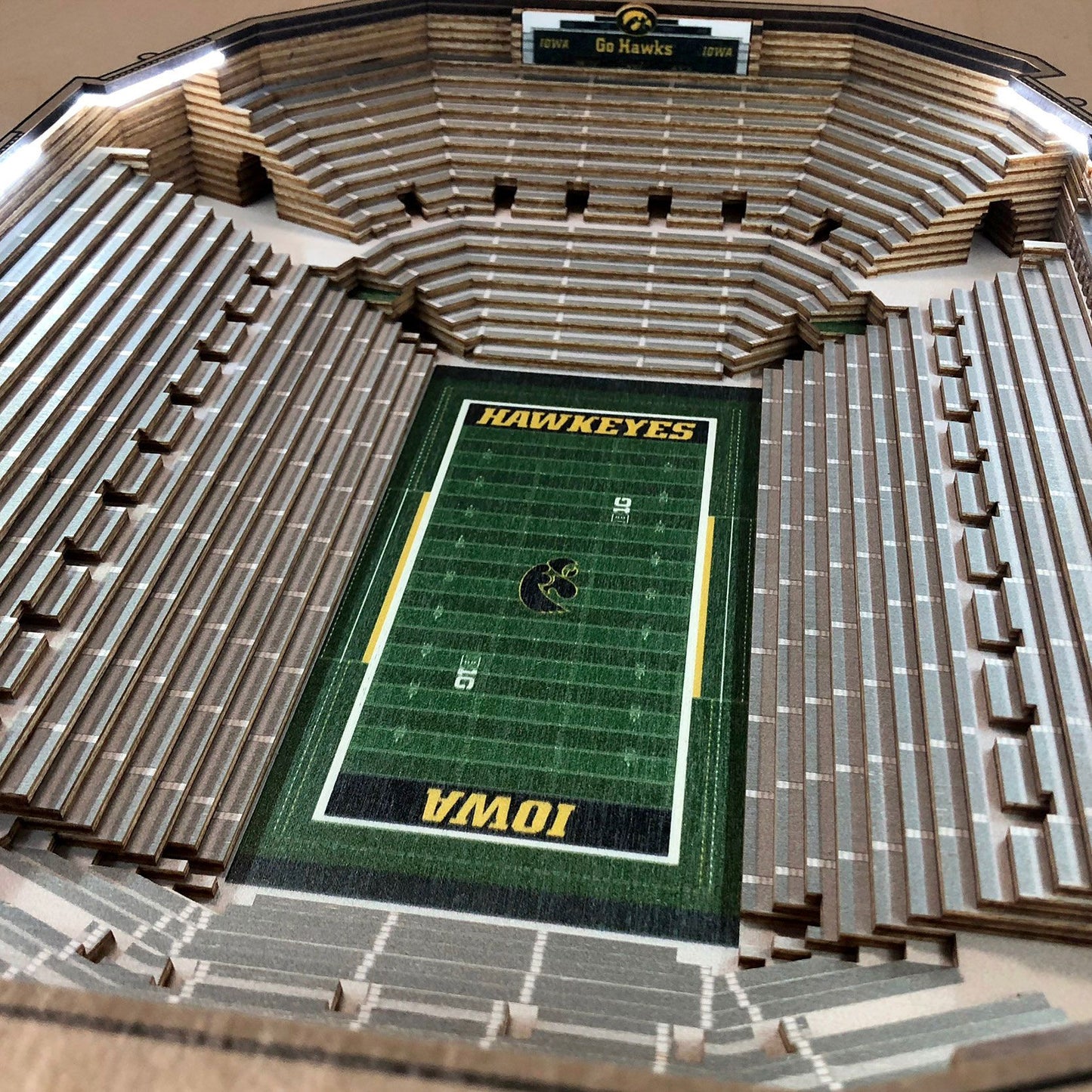 YouTheFan Iowa Hawkeyes 25-Layer StadiumViews Lighted End Table