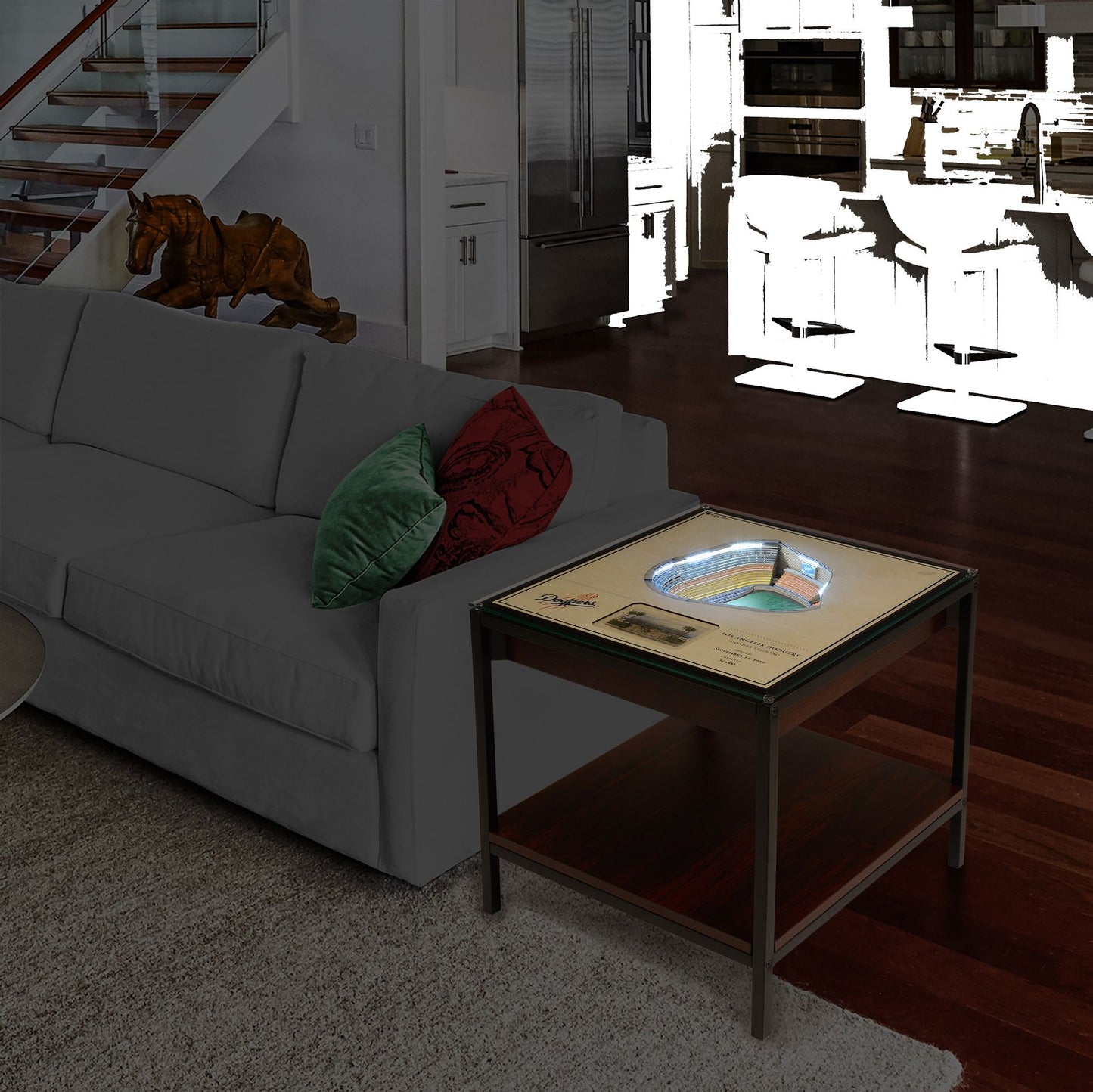 YouTheFan Los Angeles Dodgers 25-Layer StadiumViews Lighted End Table