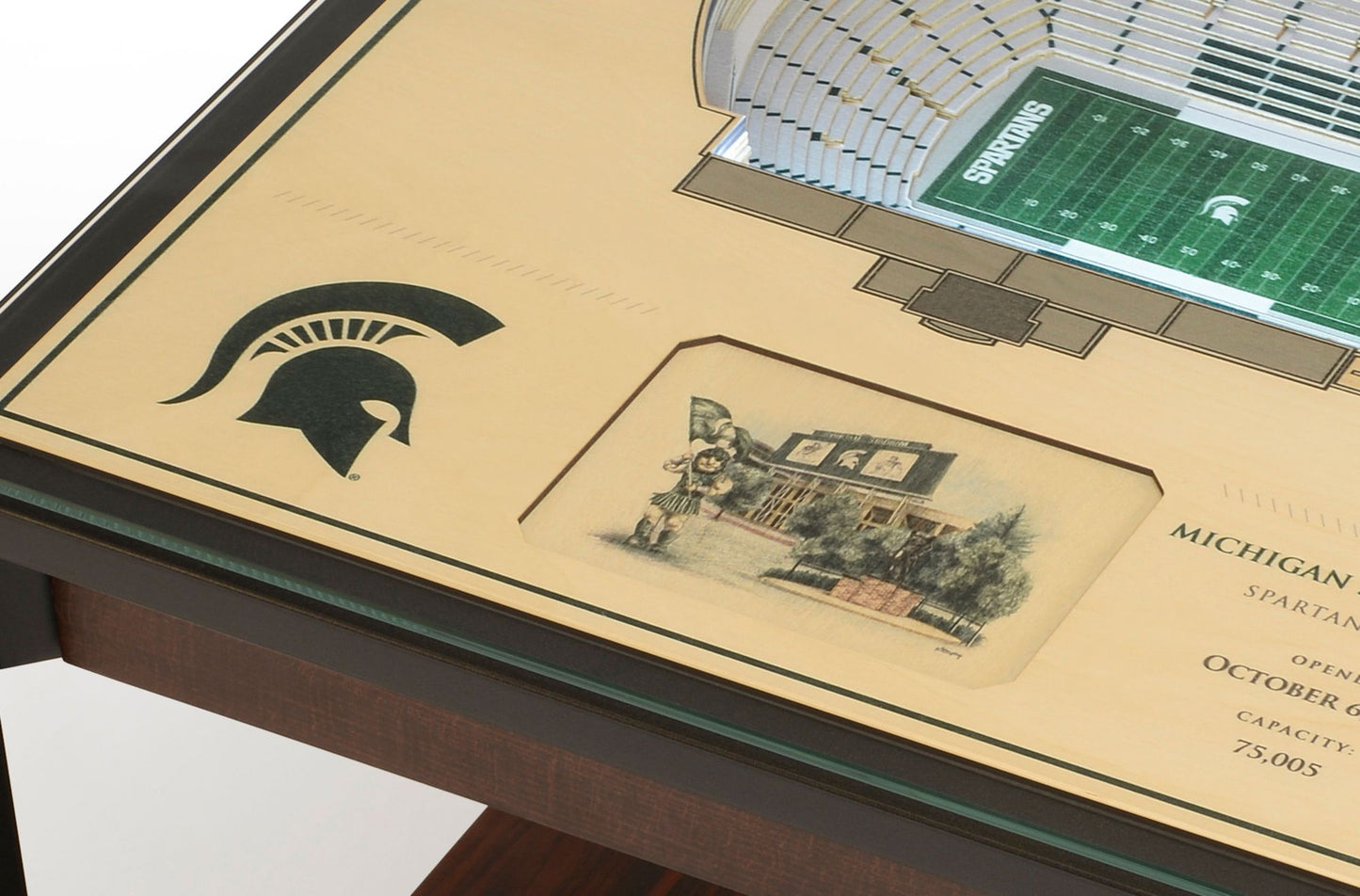 YouTheFan Michigan State Spartans 25-Layer StadiumViews Lighted End Table