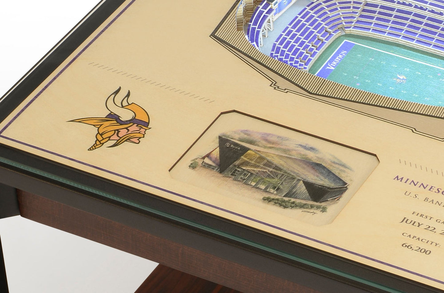 YouTheFan Minnesota Vikings 25-Layer StadiumViews Lighted End Table